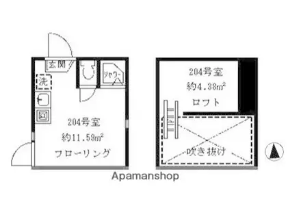 ソフィアフラット(ワンルーム/2階)の間取り写真