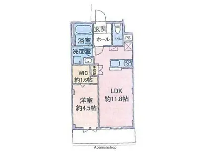 LAZALEE(1LDK/4階)の間取り写真