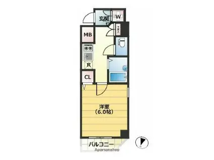 VERONA武蔵関LUSSO(1K/2階)の間取り写真