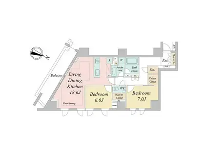 ドゥーエ早稲田(2LDK/2階)の間取り写真