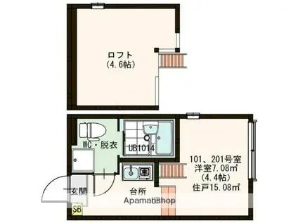 MIURA-Ⅱ(1K/2階)の間取り写真