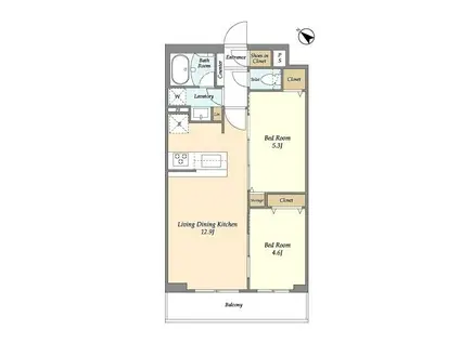 グランカーサ王子Ⅱ(2LDK/1階)の間取り写真