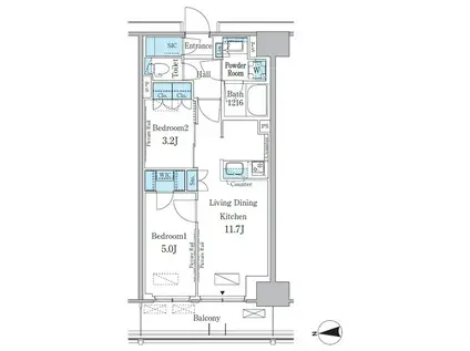 パークアクシス新宿百人町(2LDK/2階)の間取り写真