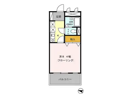 コートブリランテ(1K/2階)の間取り写真