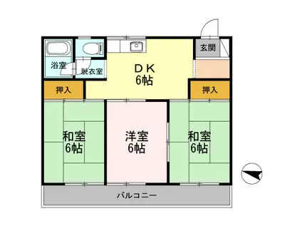 長瀬第三マンション(3DK/1階)の間取り写真