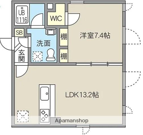 レピュア池袋本町レジデンス(1LDK/1階)の間取り写真