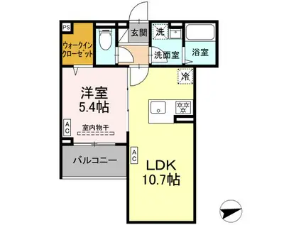 セレスティア祖師谷(1LDK/2階)の間取り写真