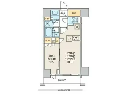 クレストコート中野富士見町(1LDK/7階)の間取り写真