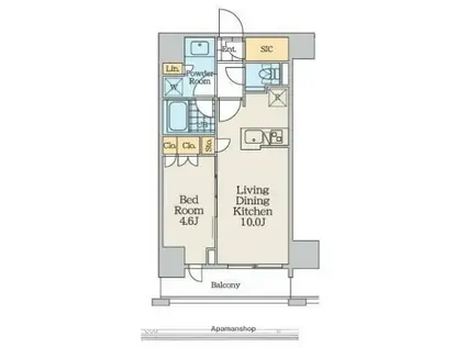クレストコート中野富士見町(1LDK/7階)の間取り写真