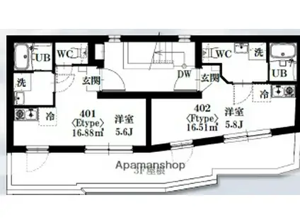 SCHATZ QUELLE KOUENJIKITA(ワンルーム/4階)の間取り写真