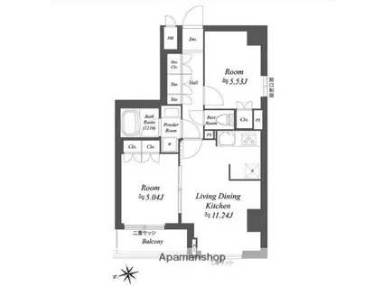 ブランシエスタ荻窪(2LDK/6階)の間取り写真