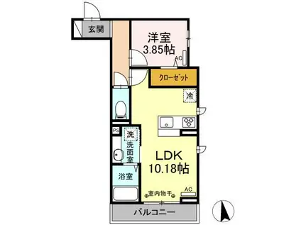 BLANCHENEIGE A棟(1LDK/3階)の間取り写真