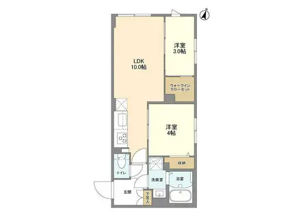 ウェルスクエア駒場東大前(2LDK/2階)の間取り写真