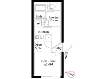 オプション坂下(1K/1階)の間取り写真