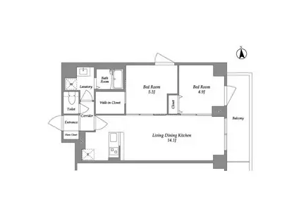 KDXレジデンス上板橋(2LDK/7階)の間取り写真