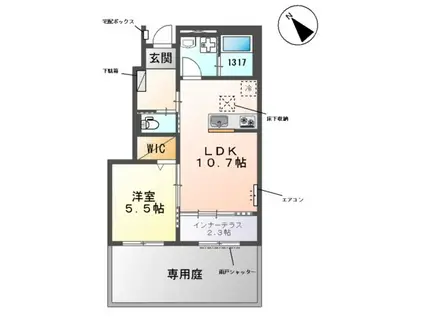 ナチュラル ライズ(1LDK/1階)の間取り写真