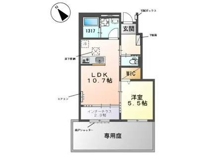 ナチュラル ライズ(1LDK/1階)の間取り写真