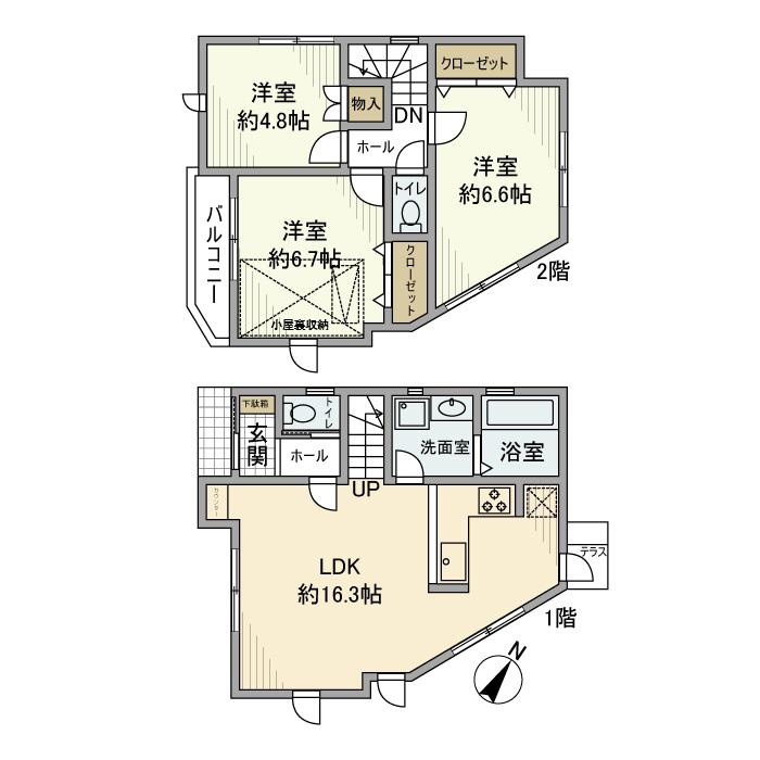 東京地下鉄丸ノ内線 南阿佐ケ谷駅 徒歩9分 2階建 築2年(3LDK)の間取り写真