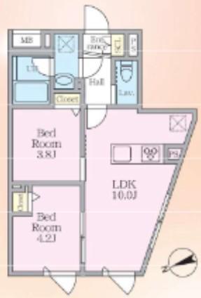エルファーロ中野Ⅸ(2LDK/3階)の間取り写真