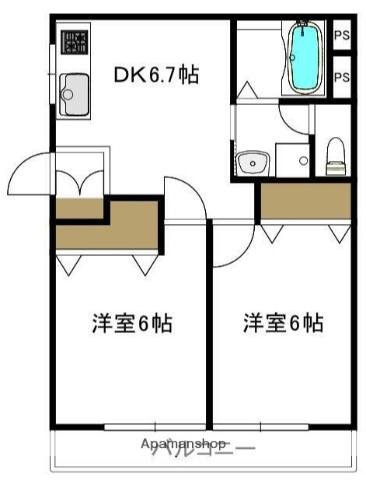 桐コーポ(2DK/1階)の間取り写真