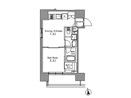 パークアクシス亀戸中央公園(1DK/13階)の間取り写真
