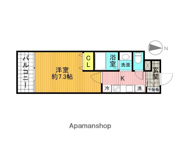 ライジングプレイスKAMEIDO(1K/4階)の間取り写真
