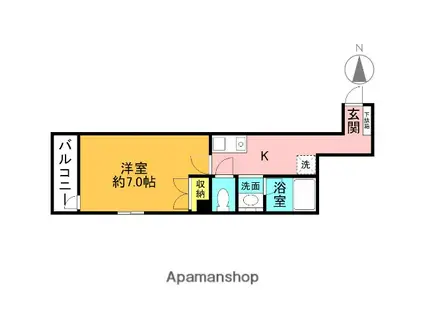 ウエストヴィレッジ(1K/2階)の間取り写真