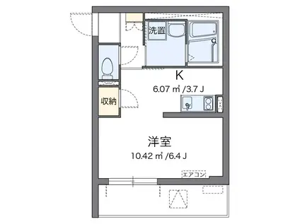 クレイノPIA(ワンルーム/1階)の間取り写真