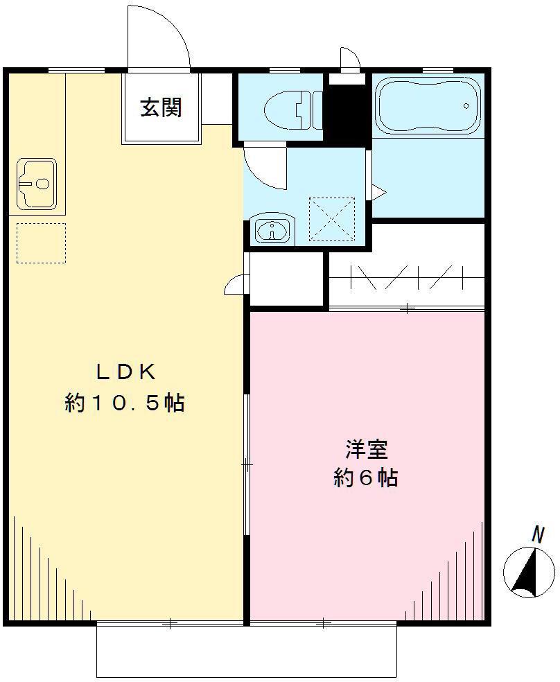 カーサパピヨンⅦ(1LDK/2階)の間取り写真