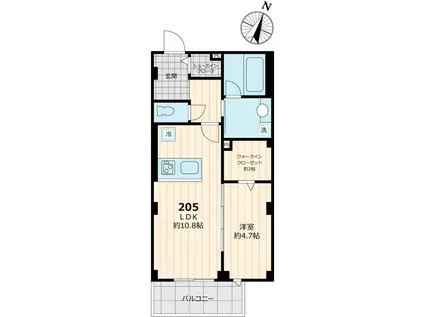 ノルデランテ篠崎(1LDK/2階)の間取り写真