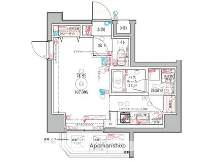 クレヴィスタ亀戸Ⅵ(1K/6階)の間取り写真