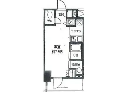 カスタリア門前仲町Ⅱ(1K/7階)の間取り写真