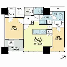 ローレルタワー ルネ浜松町(2LDK/12階)の間取り写真