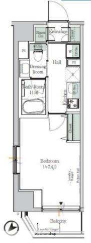 ONE ROOF RESIDENCE KIBA ウエスト(1K/7階)の間取り写真