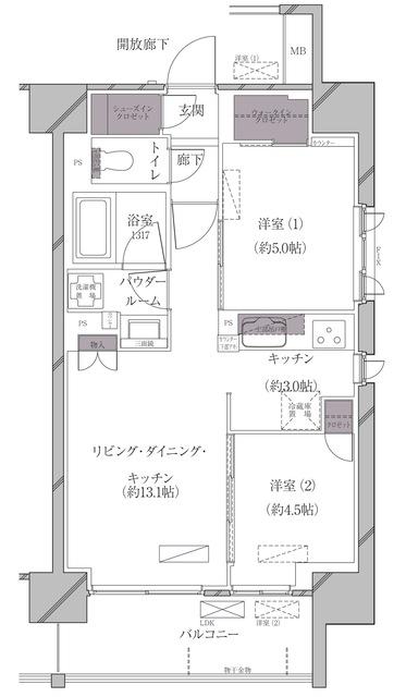 A-STANDARD芝浦(2LDK/8階)の間取り写真
