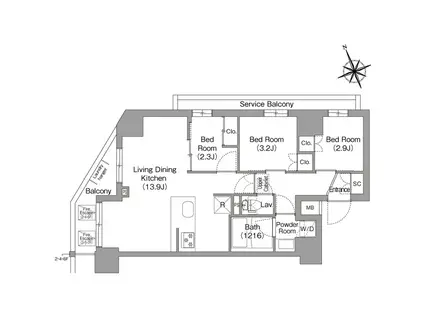 コンフォリア東葛西(3LDK/3階)の間取り写真