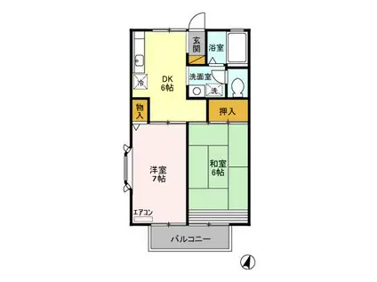 セディアメージュ浦安(2DK/2階)の間取り写真