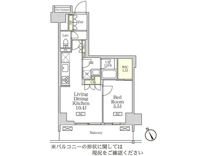 リーフシティ市川ザ・レジデンス(1LDK/9階)の間取り写真