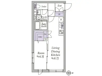アトリオフラッツ日暮里(1LDK/3階)の間取り写真
