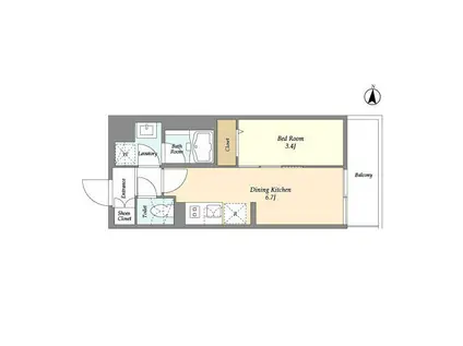 グランカーサ菊川(1DK/10階)の間取り写真