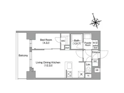 コンフォリア・リヴ八丁堀(1LDK/6階)の間取り写真