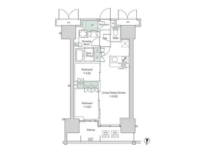 ブルックサイドレジデンス木場(2LDK/3階)の間取り写真
