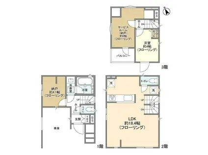 総武・中央緩行線 市川駅 徒歩15分 3階建 築4年(1SLDK)の間取り写真