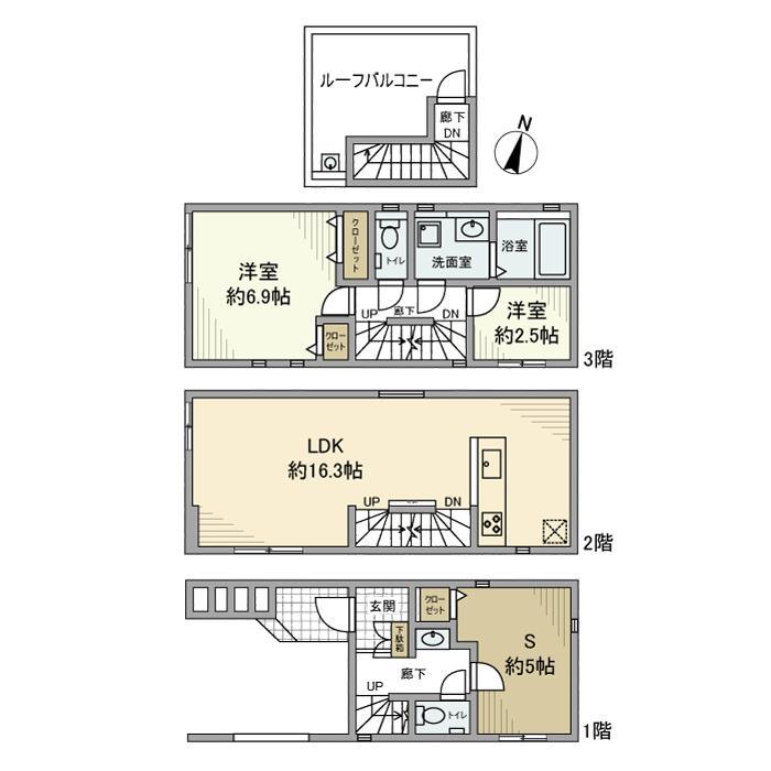 東武鉄道亀戸線 小村井駅 徒歩8分 3階建 築3年(2SLDK)の間取り写真