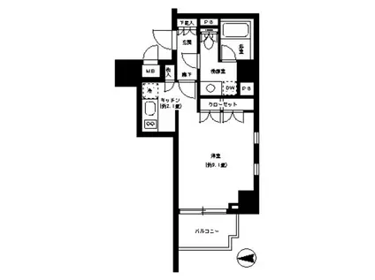パークキューブ神田(1K/13階)の間取り写真