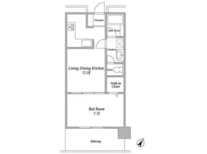 プラザタワー勝どき(1LDK/14階)の間取り写真