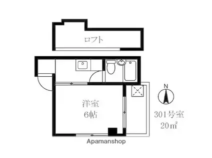 松林堂SK第6マンション(1K/3階)の間取り写真