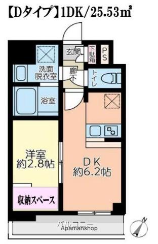 ドゥーエ浅草橋2(1DK/7階)の間取り写真