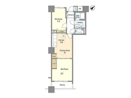 晴海アーバンプラザ(2DK/14階)の間取り写真