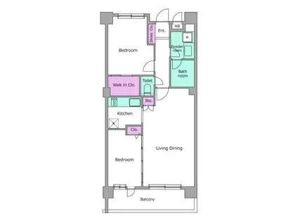 レジディア祐天寺(2LDK/6階)の間取り写真